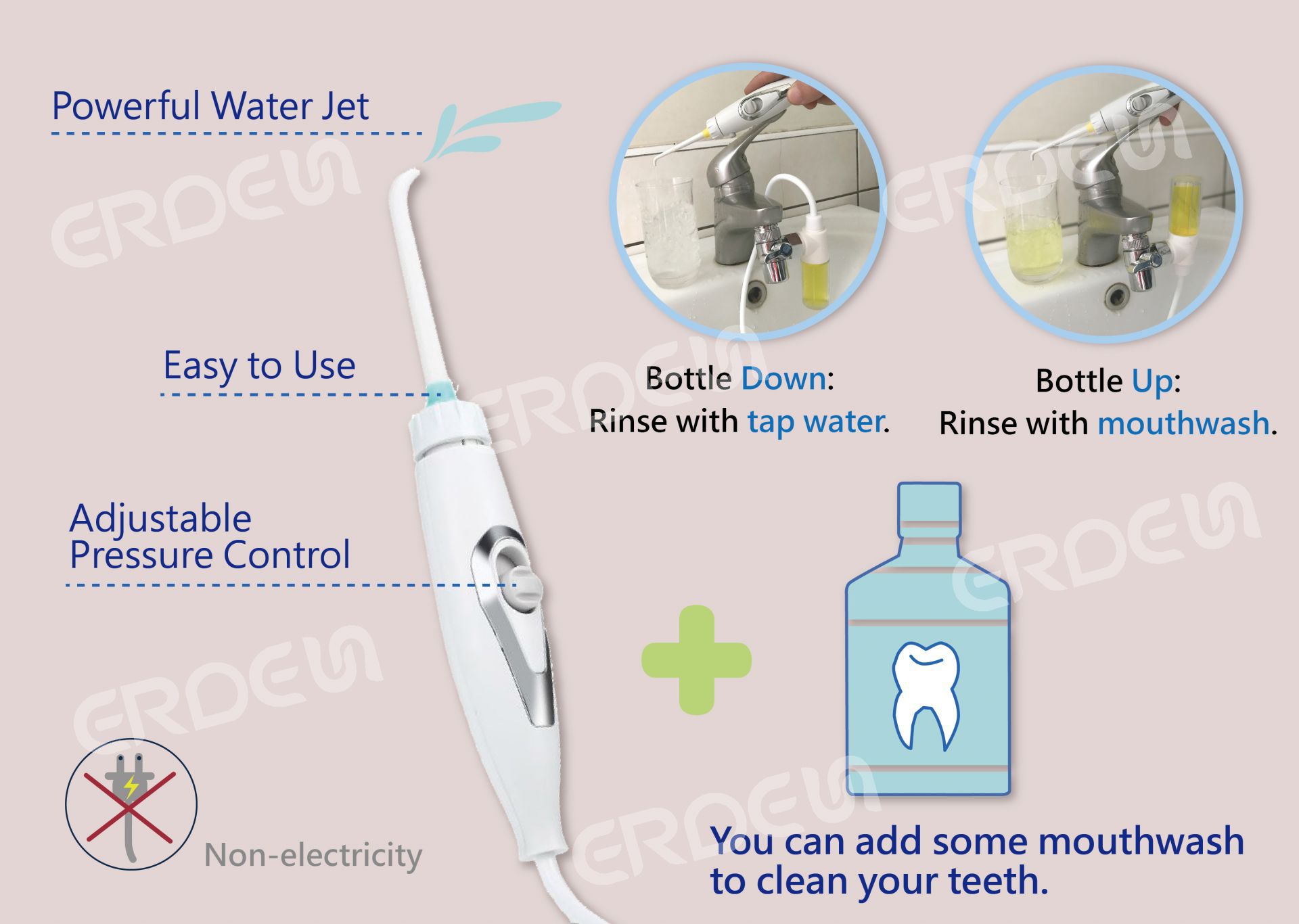 Function of Oral Irrigator with Mouthwash